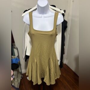 OGL Olive Green Mini Dress with Flared Skirt